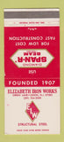 Matchbook Cover - Elizabeth Iron Works Union NJ Steel 30 Strike