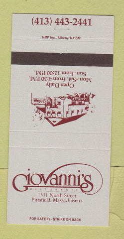 Matchbook Cover - Giovanni's Ristorante Pittsfield MA 30 Strike