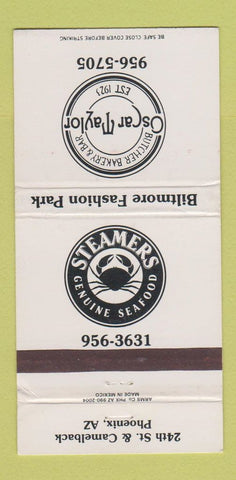 Matchbook Cover - Steamers Seafood Oscar Taylor Phoenix AZ 30 Strike