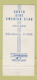 Matchbook Cover - South Side Swedish Club Chicago IL 30 Strike
