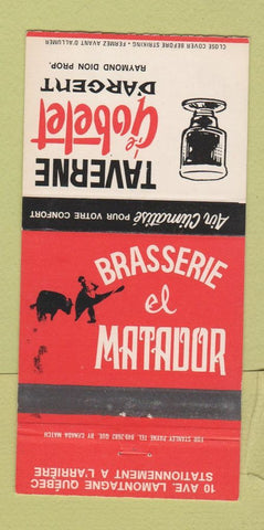 Matchbook Cover - Taverne Gobelet D'Argent Quebec QC 30 Strike