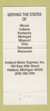 Matchbook Cover - TNT Holland Motor Express Trucking Holland MI 30 Strike
