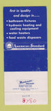 Matchbook Cover - American Standard Bathroom Fixtures Allegheny WEAR 30 Strike
