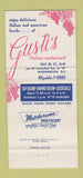 Matchbook Cover - Gusti's Restaurant Washington DC Italian 30 Strike