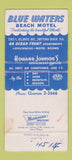 Matchbook Cover - Blue Waters Beach Motel Daytona Beach FL Imprint 30 Strike