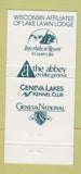 Matchbook Cover - Lake Lawn Lodge Delavan WI 30 Strike
