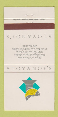 Matchbook Cover - Stoyanof's Restaurant Corte Madera CA 30 Strike