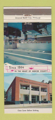 Matchbook Cover - First National Bank Mercer County PA 30 Strike