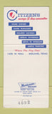 Matchbook Cover - Citizens Savings and Loan Midland TX 30 Strike