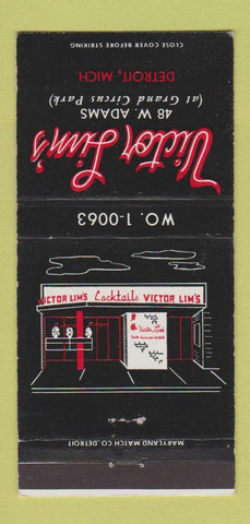 Matchbook Cover - Victor Lim's Detroit MI cocktail lounge 30 Strike