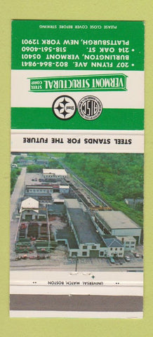 Matchbook Cover Vermont Structural Steel Plattsburgh NY Burlington VT 30 Strike
