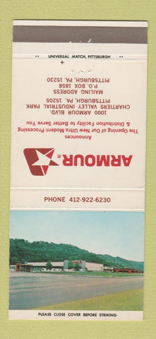 Matchbook Cover - Armour Meat Processing Pittsburgh PA 30 Strike