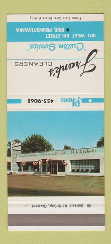 Matchbook Cover - Frank's Cleaners Erie PA SAMPLE 30 Strike