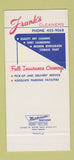Matchbook Cover - Frank's Cleaners Erie PA SAMPLE 30 Strike
