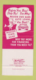 Matchbook Cover - Mission State Bank Mission KS SAMPLE 30 Strike