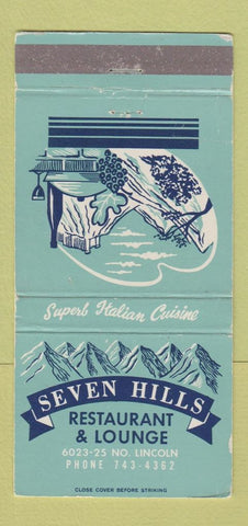 Matchbook Cover - Seven Hills Restaurant Lounge Italian Spavone 30 Strike