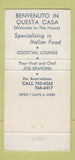 Matchbook Cover - Seven Hills Restaurant Lounge Italian Spavone 30 Strike