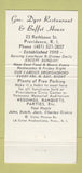 Matchbook Cover - Gov Dyer Restaurant Providence RI 30 Strike