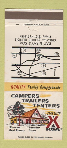Matchbook Cover - KOA Camping Chicago IL Kay & Ray's 30 Strike