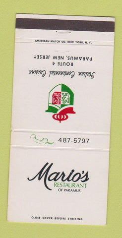 Matchbook Cover - Mario's Italian Restaurant Paramus NJ 30 Strike
