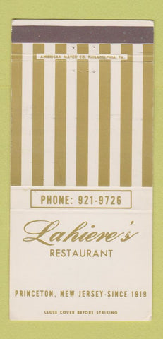 Matchbook Cover - Lahieve's Restaurant Princeton NJ 30 Strike