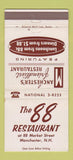 Matchbook Cover - 88 Restaurant Manchester NH 30 Strike