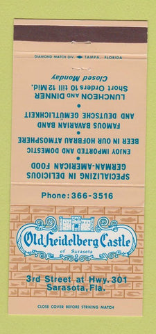 Matchbook Cover - Old Heidelberg Castle Sarasota FL 30 Strike