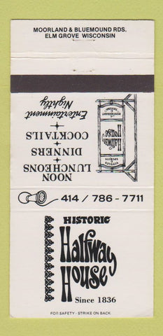 Matchbook Cover - Halfway House Restaurant Elm Grove WI 30 Strike