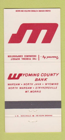 Matchbook Cover - Wyoming County Bank NY Warsaw Strykersville 30 Strike