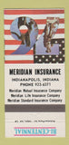 Matchbook Cover - Meridian Insurance Indianapolis IN 1976 30 Strike