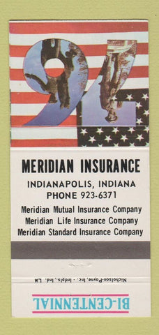 Matchbook Cover - Meridian Insurance Indianapolis IN 1976 30 Strike
