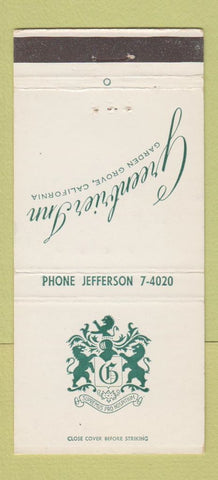 Matchbook Cover - Greenbrier Inn Garden Grove CA 30 Strike