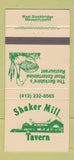 Matchbook Cover - Shaker Mill Tavern West Stockbridge MA 30 Strike