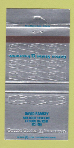 Matchbook Cover - Cotton States Insurance David Ramsey Lilburn GA 30 Strike