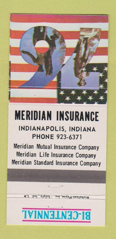 Matchbook Cover - Meridian Insurance Indianapolis IN 1976 30 Strike