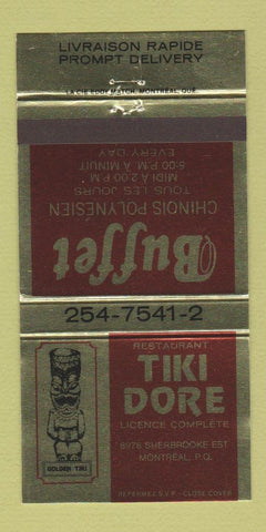 Matchbook Cover - Tiki Dore Montreal QC 30 Strike