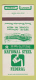 Matchbook Cover - National Steel Federal Ecorse MI Credit Union 30 Strike