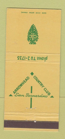 Matchbook Cover - Arrowhead Country Club San Bernardino CA 30 Strike