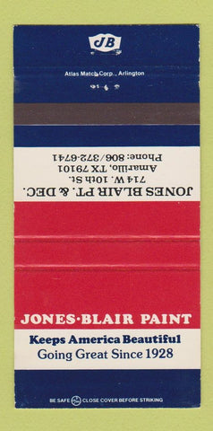 Matchbook Cover - Jones Balir Paint Amarillo TX 30 Strike