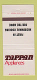 Matchbook Cover - Tappan Appliances Microwaves Stoves 30 Strike