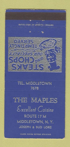 Matchbook Cover - Maples Restaurant Middletown NY 30 Strike