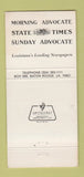 Matchbook Cover State Times Morning Advocate Baton Rouge LA Moon Walk 30 Strike