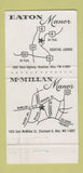 Matchbook Cover - Eaton McMillan Manor Cincinnati Hamilton OH 30 Strike