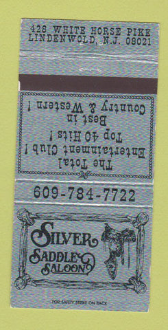 Matchbook Cover - Silver Saddle Saloon Lindenwold NJ WEAR 30 Strike