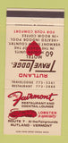 Matchbook Cover - Fairmont Restaurant Travel Lodge Rutland VT 30 Strike