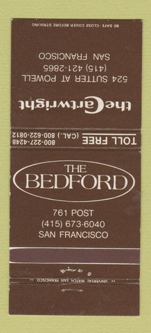 Matchbook Cover - The Bedford San Francisco CA The Cartwright 30 Strike