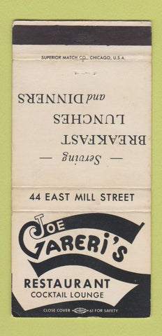 Matchbook Cover - Joe Gareri's Restaurant WEAR 30 Strike