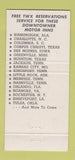 Matchbook Cover - Downtowner Motor Inns Shreveport LA 30 Strike