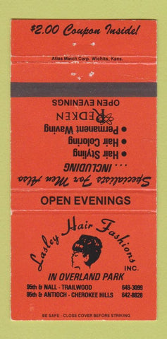 Matchbook Cover - Lasley Hair Salon Overland Park KS 30 Strike