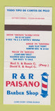 Matchbook Cover - R&R Paisano Barber Shop Phoenix Tucson AZ 30 Strike